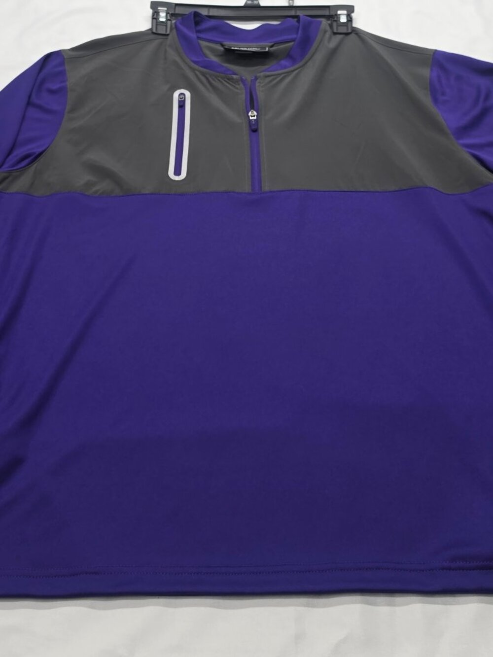 Holloway Men’s 2XL Purple/Gray Quarter Zip Performance Pullover Chest Zip Pocket